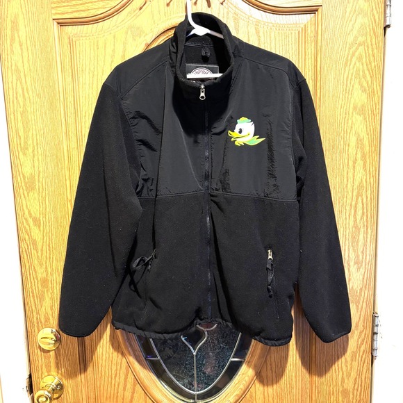 Weathertproof Oregon Ducks Jacket Mens XL Full Zip Black Fleece Pullover - Picture 1 of 10